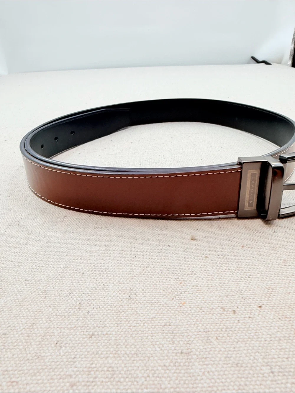 Classic Brown Leather Belt with Gunmetal Buckle